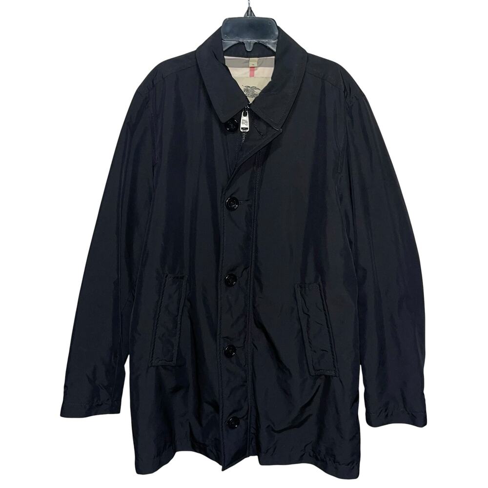Burberry Men's Jacket Medium Black Zip Button Quilted Lining M Coat Quiet Luxury - Picture 2 of 16